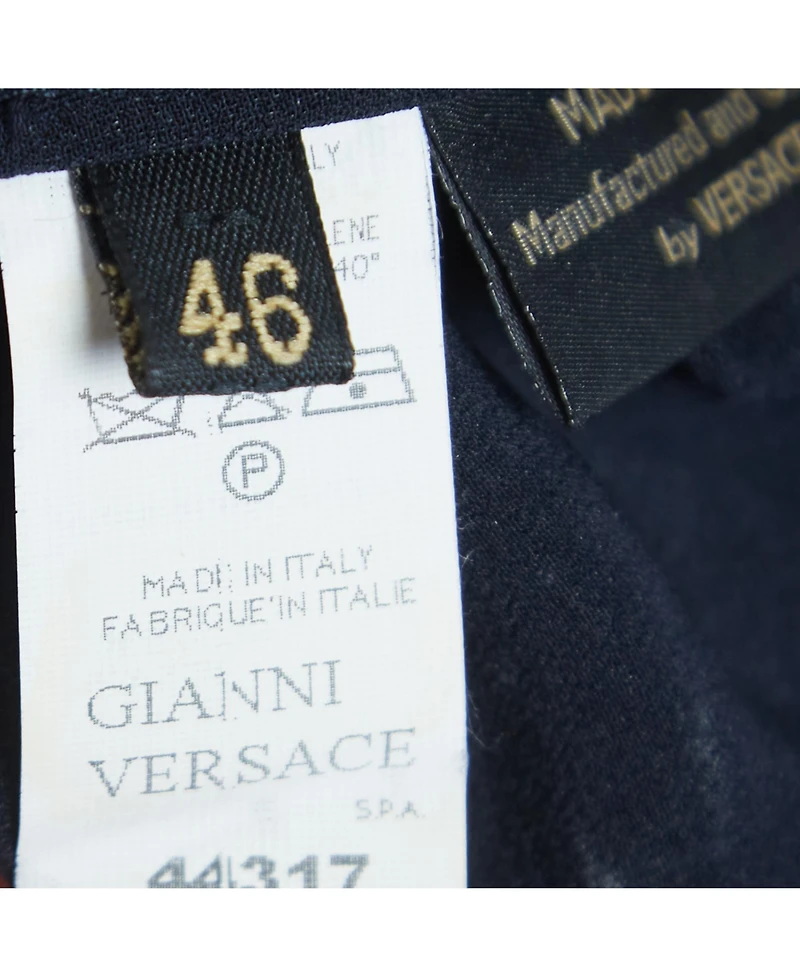 Pre-Owned Versace Women's Navy Blue Silk Ruched Strappy Top