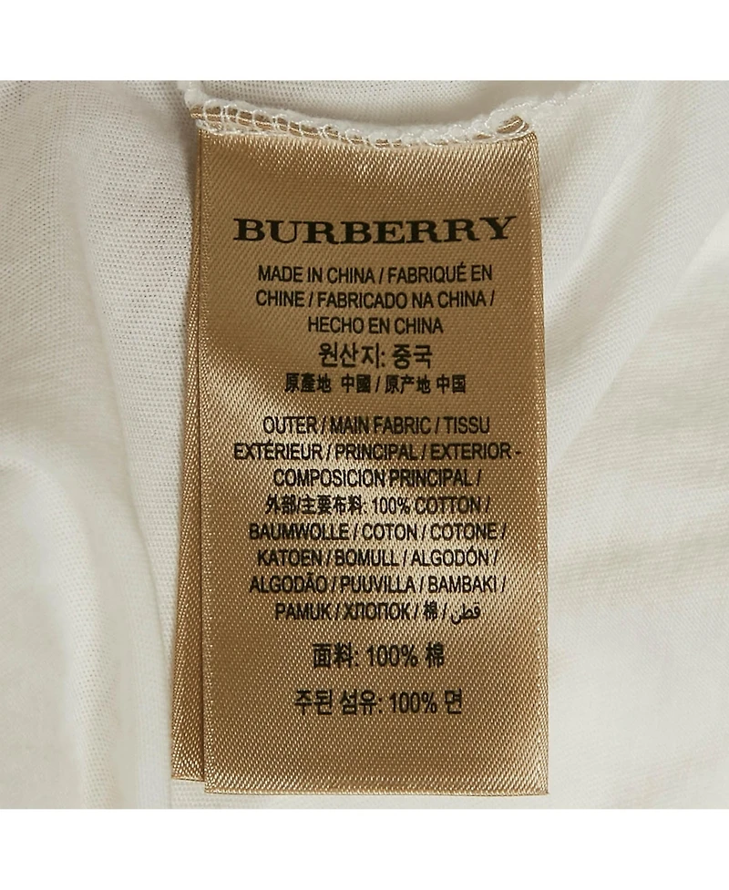 Pre-Owned Burberry Women's White Logo Embroidered Cotton V-Neck T-Shirt