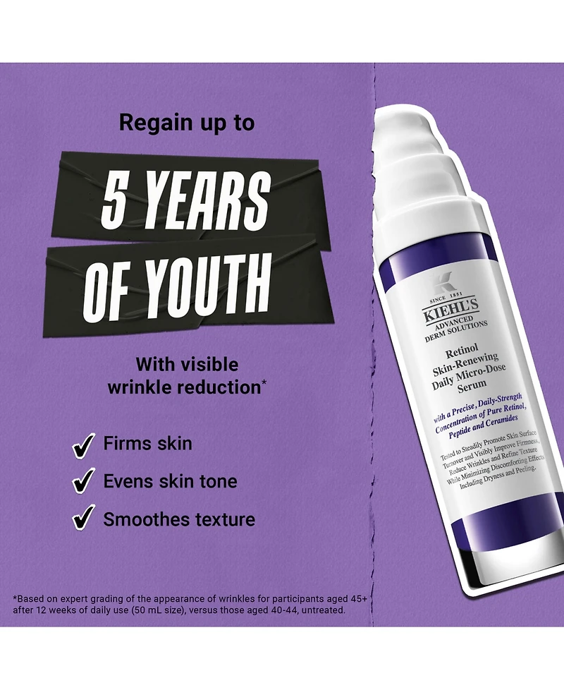 Kiehl's Since 1851 Micro-Dose Anti-Aging Retinol Serum with Ceramides and Peptide, 1.7-oz.