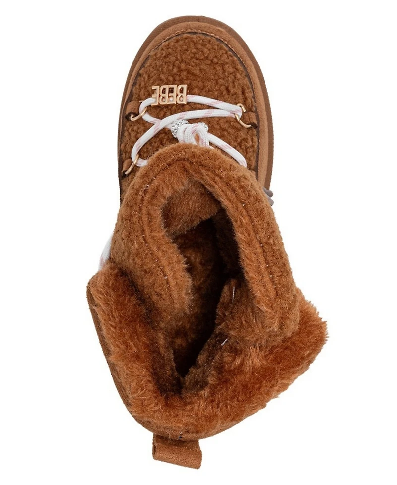 Bebe Girls' 1-13 Lace-Up Logo Charm Winter Boots