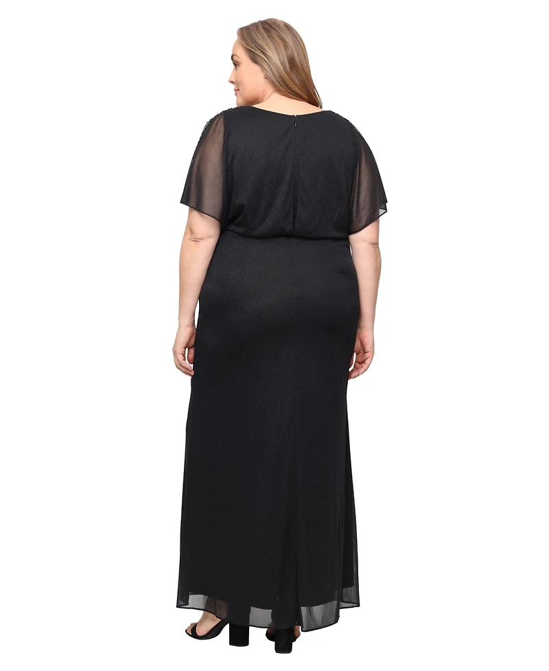 Sl Fashions Plus V-Neck Maxi Dress