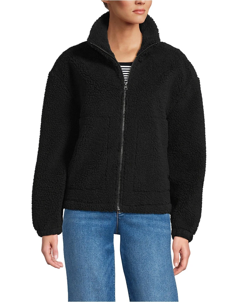 Lands' End Women's Shearling Zip Front Fleece Jacket