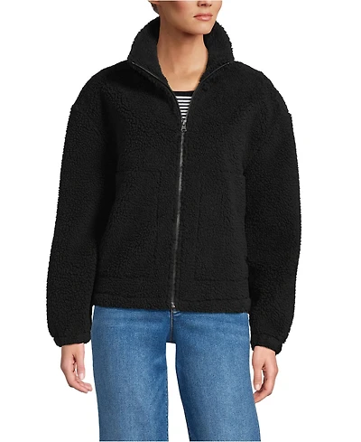 Lands' End Women's Shearling Zip Front Fleece Jacket