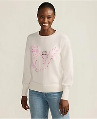 Lands' End Women's Drifter Drop Shoulder Placed Jacquard Crew Neck Sweater