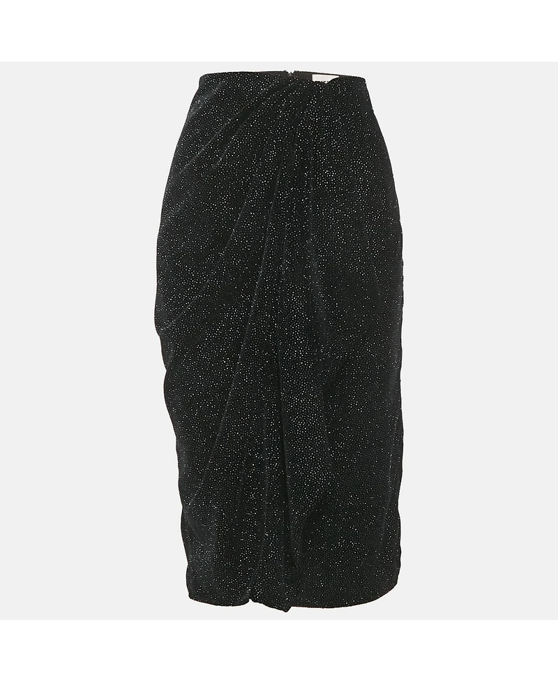 Pre-Owned Isabel Marant Women's Etoile Black Glittered Velvet Alyssa Midi Skirt