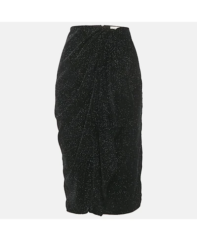 Pre-Owned Isabel Marant Women's Etoile Black Glittered Velvet Alyssa Midi Skirt