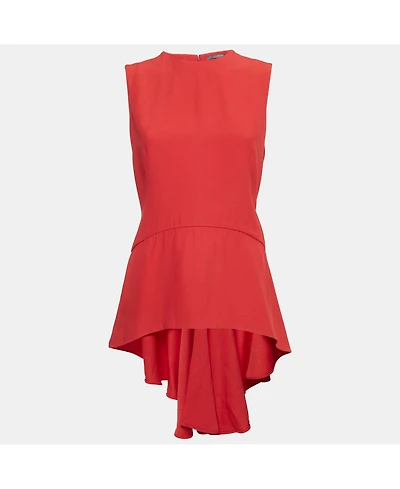 Pre-Owned Alexander Mcqueen Women's Red Crepe High-Low Flared Top