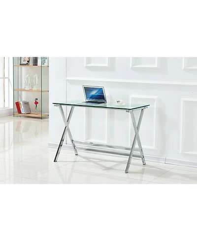 Lovmor Glass Computer Desk, Transparent Tempered Glass Laptop Table with Rounded Edges Desks, Sofa Table