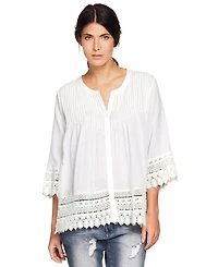 ellos Women's Crochet Trim Blouse