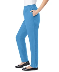 Woman Within Women's Plus Straight-Leg All-Cotton Denim Pull-On 7-Day Elastic-Waist Jeans