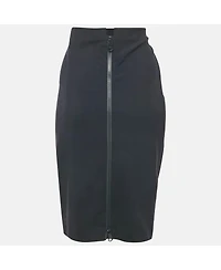 Pre-Owned Versace Women's Navy Blue Knit Knee Length Skirt