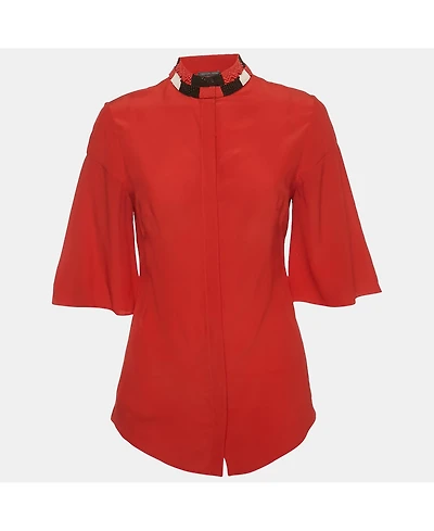 Pre-Owned Alexander Mcqueen Women's Silk Beaded High Neck Top