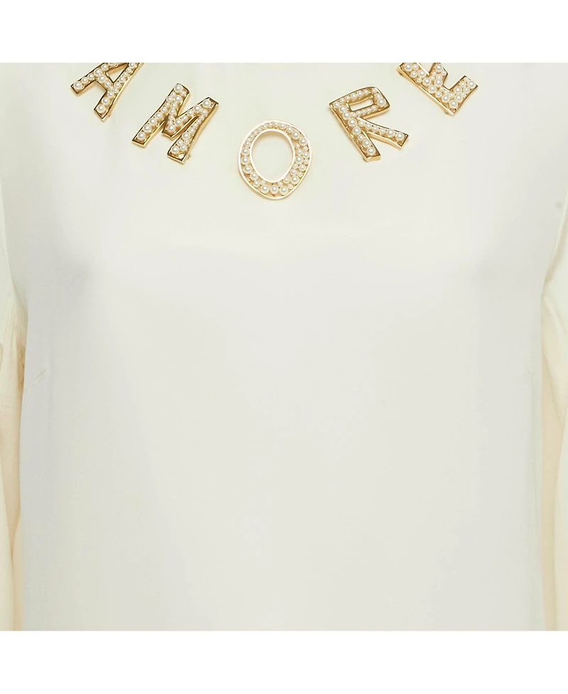 Pre-Owned Dolce & Gabbana Women's Cream Amore Silk Blouse