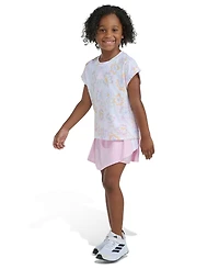 adidas Girls' 2T-6X Printed Box T-Shirt and Wrap Skort, 2-Piece Set