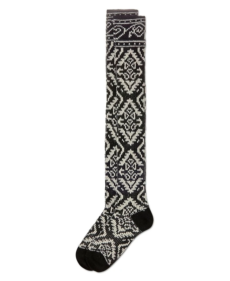 MeMoi Women's Damask Acrylic and Wool Blend Over The Knee Socks
