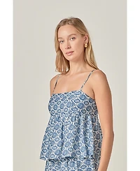 English Factory Women's Printed Babydoll Top