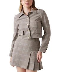Guess Women's Geraldine Cropped Plaid Jacket