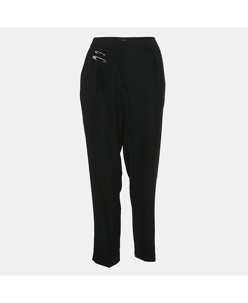 Pre-Owned Versace Women's Pre-Owned Versus Versace Black Crepe Safety Pin Detail Trousers