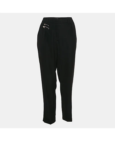 Pre-Owned Versace Women's Pre-Owned Versus Versace Black Crepe Safety Pin Detail Trousers