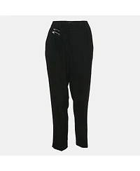 Pre-Owned Versace Women's Pre-Owned Versus Versace Black Crepe Safety Pin Detail Trousers