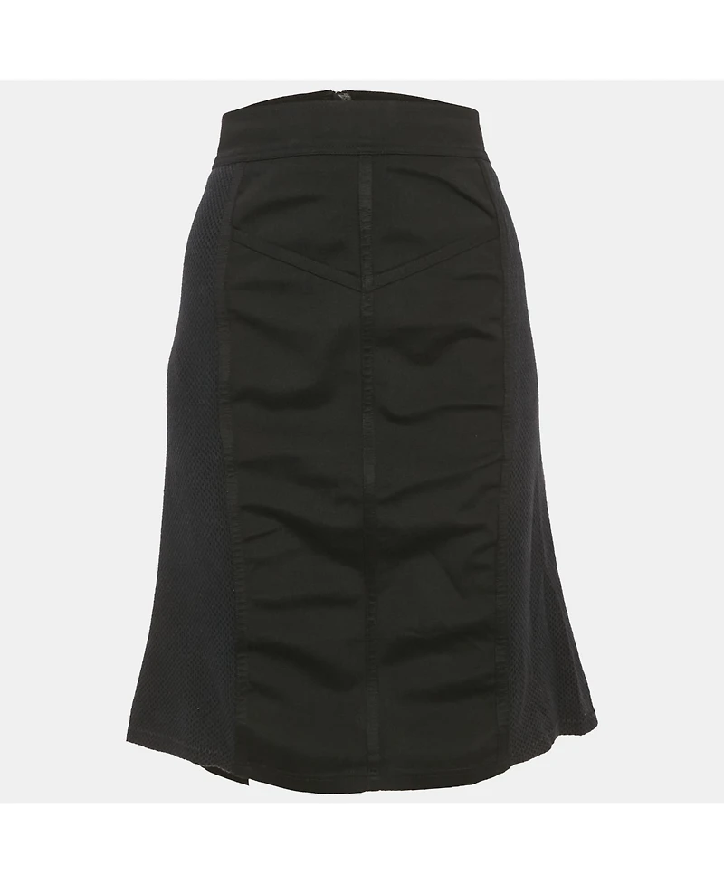 Pre-Owned Burberry Women's Black Mesh Trim Jersey Pencil Skirt