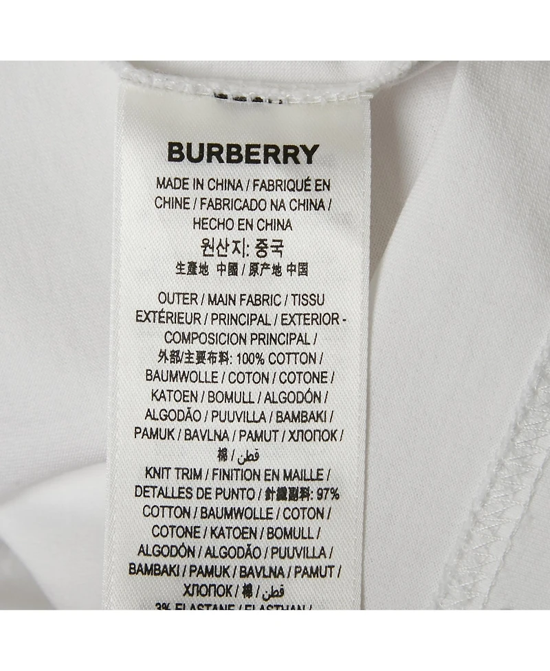 Pre-Owned Burberry Women's White Logo Embroidered Cotton Crew Neck T-Shirt