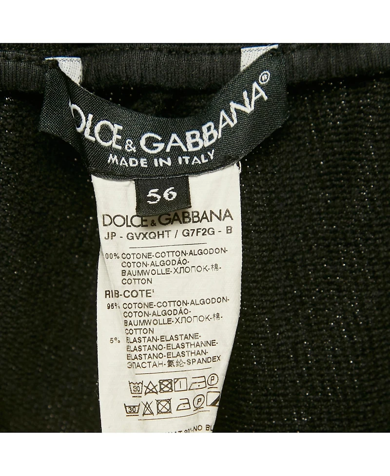 Pre-Owned Dolce & Gabbana Men's Black Cotton Logo Plaque Detail Joggers