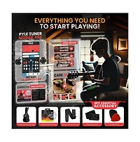 Pyle 41" Full-Size Acoustic Guitar Kit, Cutaway Body with Digital Tuner, and Accessory Kit, (Sunburst Teardrop