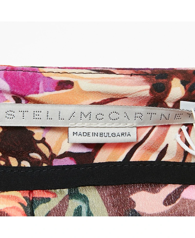 Pre-Owned Stella Mccartney Women's Red Floral Print Silk Tie-Up Trousers