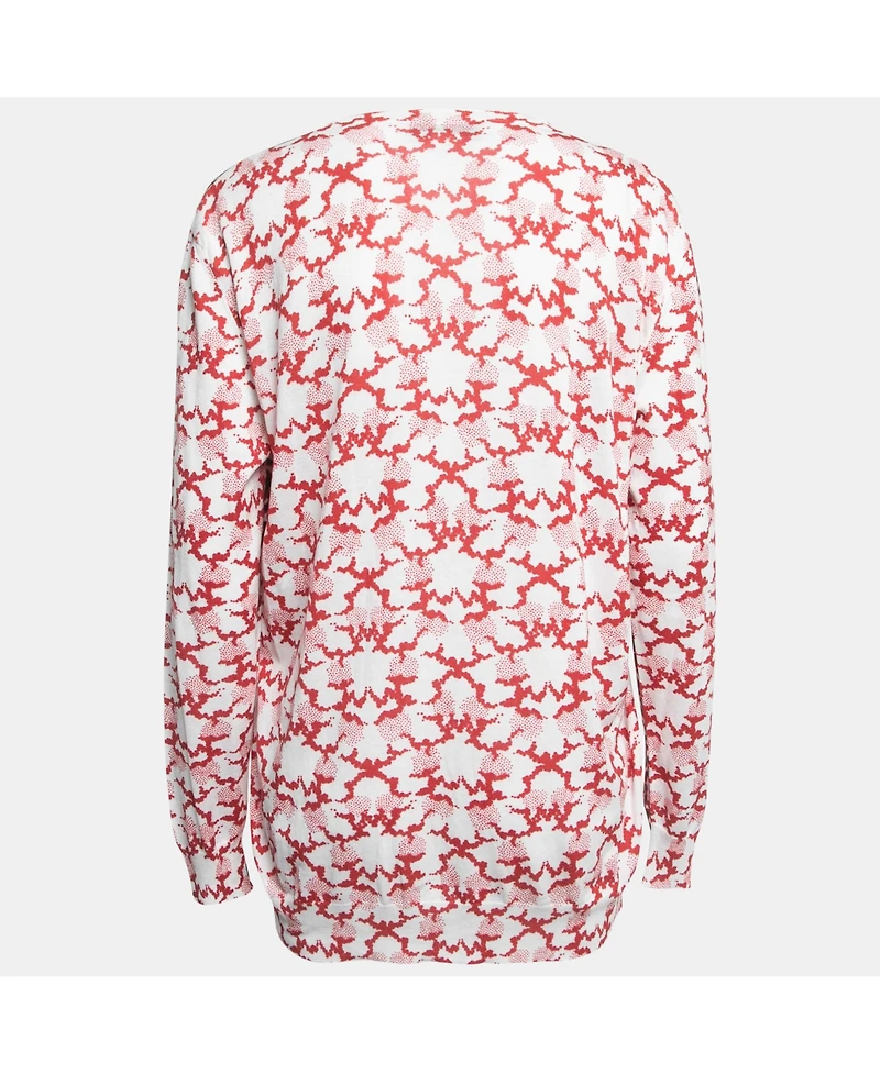 Pre-Owned Stella Mccartney Women's Red Leopard Print Cotton Knit Long Sleeve Top