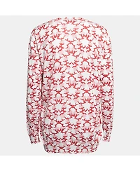 Pre-Owned Stella Mccartney Women's Red Leopard Print Cotton Knit Long Sleeve Top