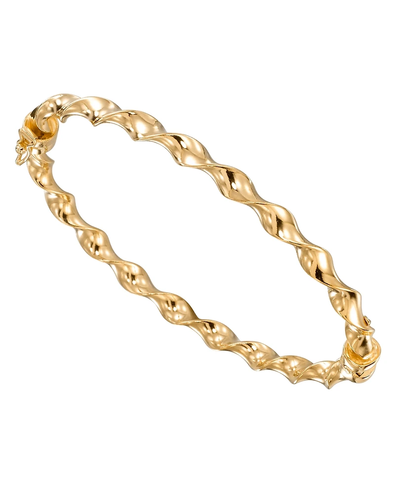 Macy's High Polished Twisted Bangle in 18k Yellow Gold Over Sterling Silver