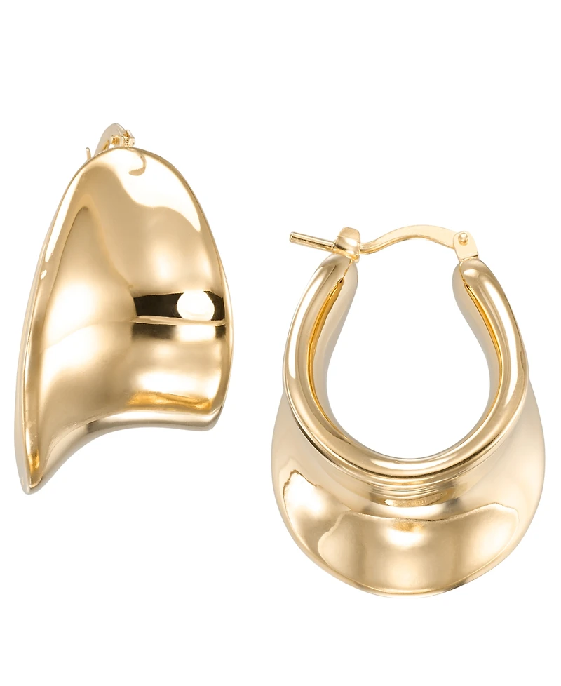 Macy's High Polished Concave Round Hoop Earrings in 18k Yellow Gold Over Sterling Silver