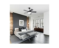 42-inch Modern Black 5-Blade Ceiling Fan with Light and Remote Control
