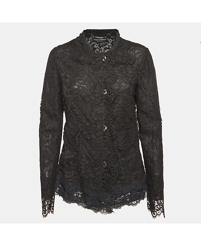 Pre-Owned Dolce & Gabbana Women's Black Floral Lace Button Front Jacket