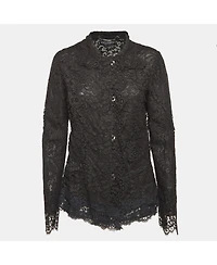 Pre-Owned Dolce & Gabbana Women's Black Floral Lace Button Front Jacket