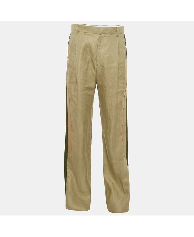 Pre-Owned Givenchy Men's Green Linen Panelled Trousers