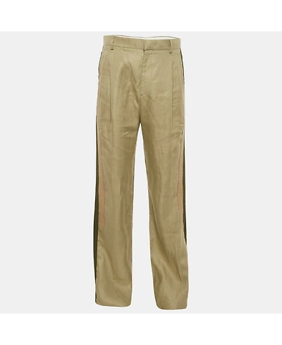 Pre-Owned Givenchy Men's Green Linen Panelled Trousers