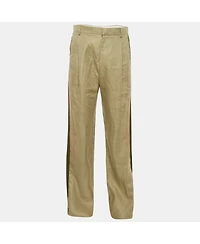 Pre-Owned Givenchy Men's Green Linen Panelled Trousers