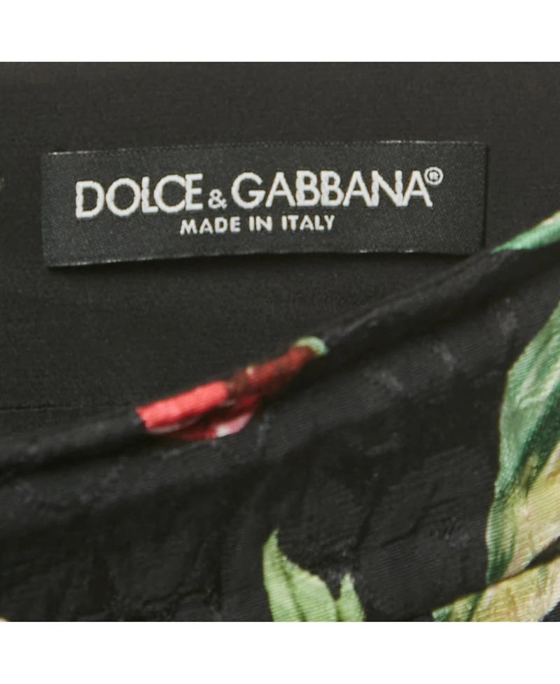 Pre-Owned Dolce & Gabbana Women's Black Floral Print Button Detail Jacquard Mini Skirt