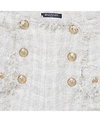Pre-Owned Balmain Women's Cream Tweed Raw Edge Detail Shorts