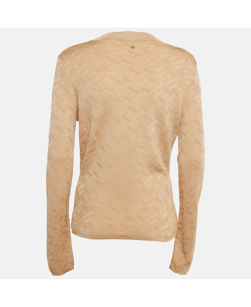 Pre-Owned Versace Women's Dark Beige Rib Knit Sweater