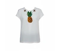 Pre-Owned Dolce & Gabbana Women's Black And Beige Dice Key Printed Silk Short Sleeve Top