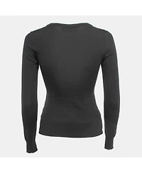 Pre-Owned Dolce & Gabbana Women's Black Floral Print Knit Draped Long Sleeve Top