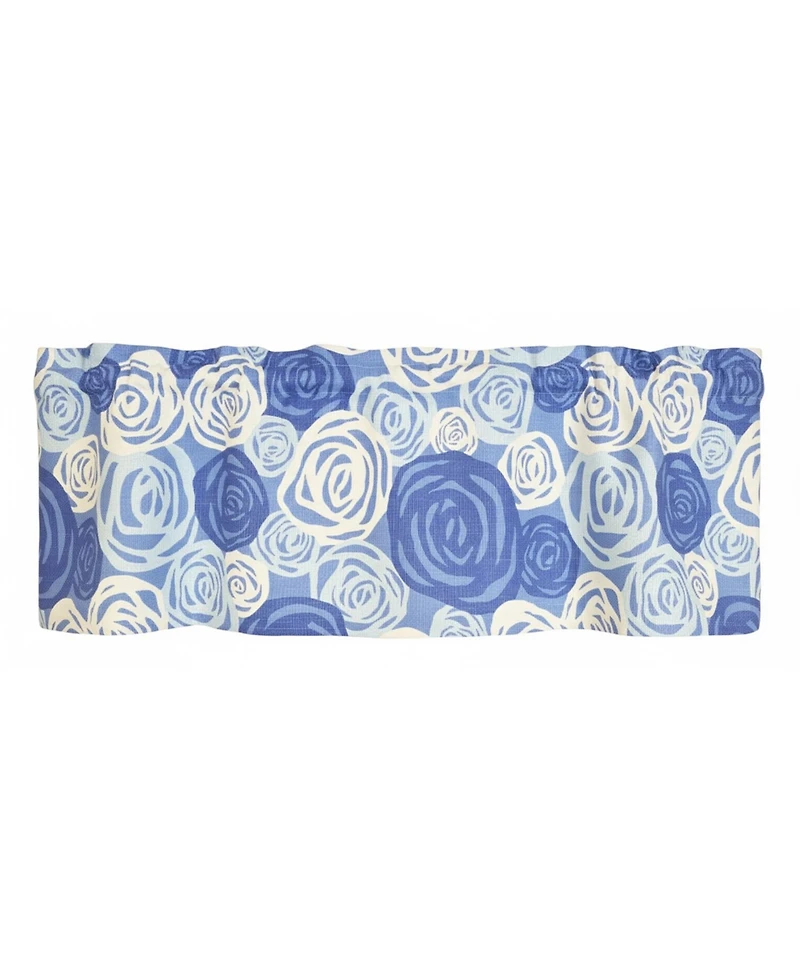 Rlf Home 100% Cotton High Quality Rosales Tailored Window Valance with 1.5" Rod Pocket 50" W X 12" L Blue