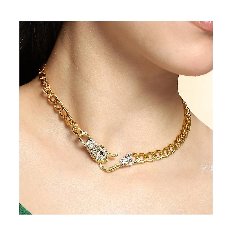 Sohi Women's The Bijou-Snakehead Chain Necklace - California Gold