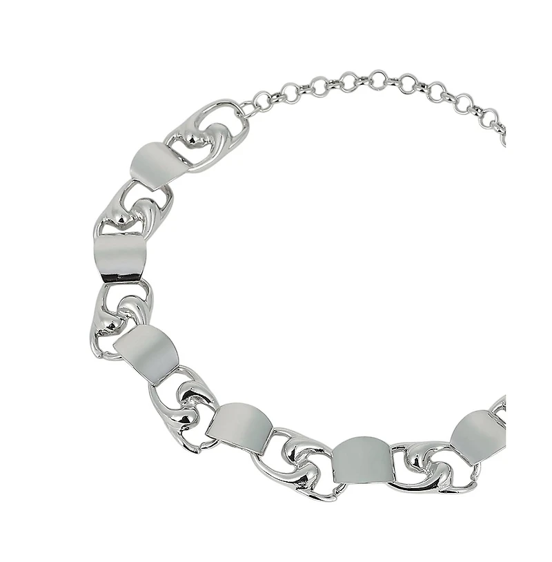 Women's The SwirlBlock-Link Chain Necklace - Metallic Silver