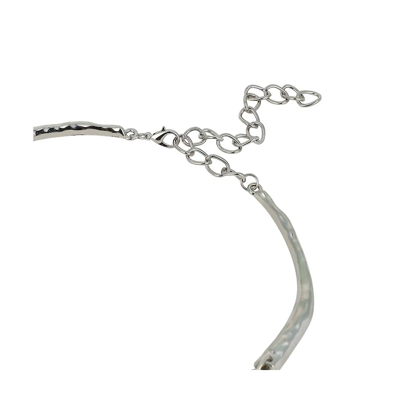 Women's The Hammered-Horn Collar Necklace - Chrome Silver