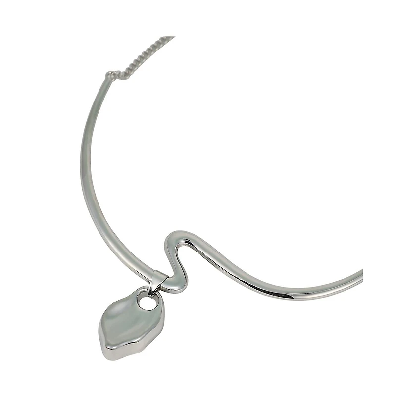 Sohi Women's The Ripple-Shell Collar Necklace - Chrome Silver