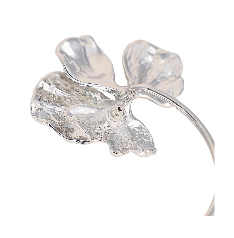Women's The Withering-Petal Cuff Earrings - Metallic Silver